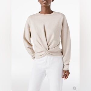 FRAME DENIM Twisted Sweatshirt Oatmeal Heather Size XS
